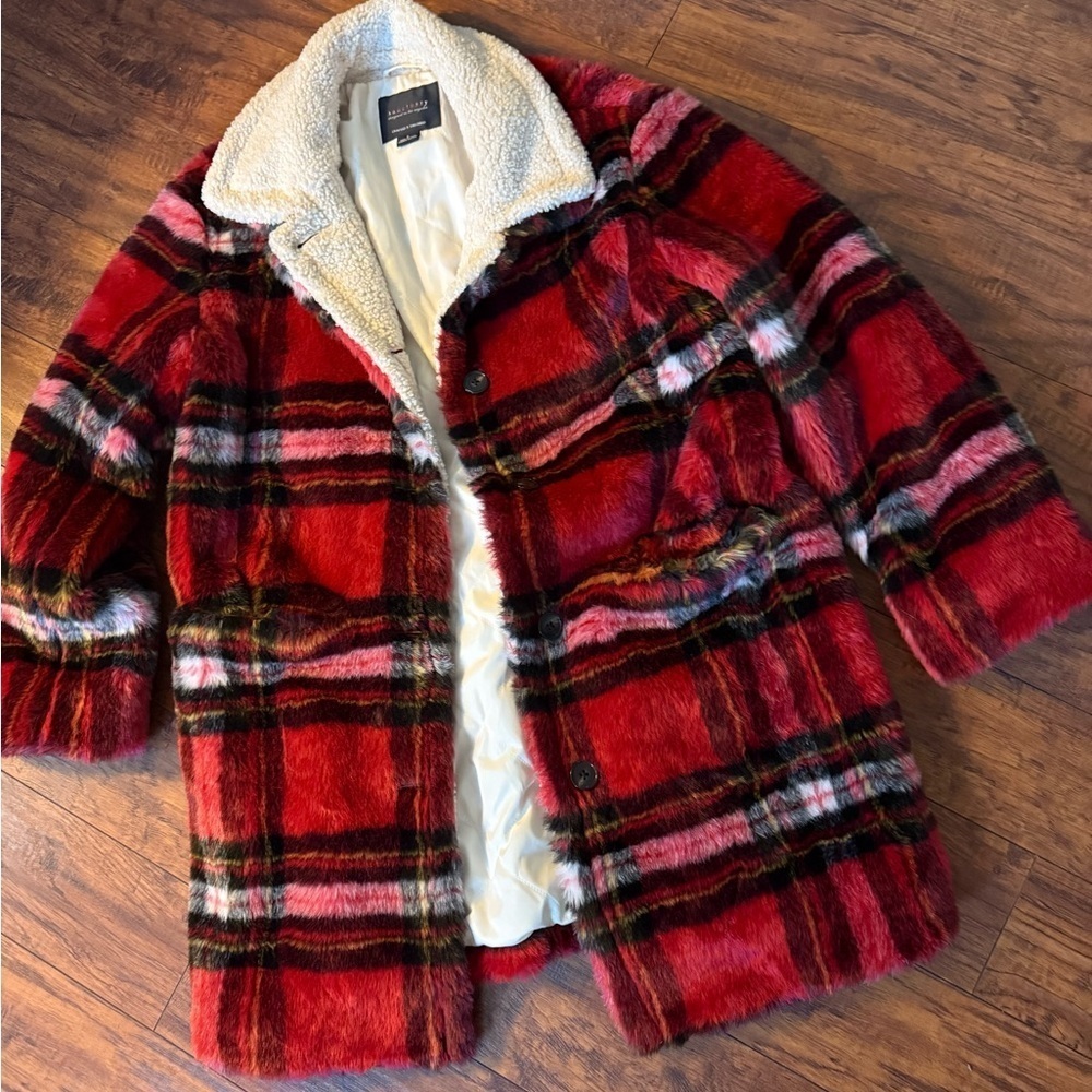 NWOT Anthropologie Sanctuary Sierra Plaid Faux Fur Sherpa Lined Teddy Jacket | S - Picture 6 of 12